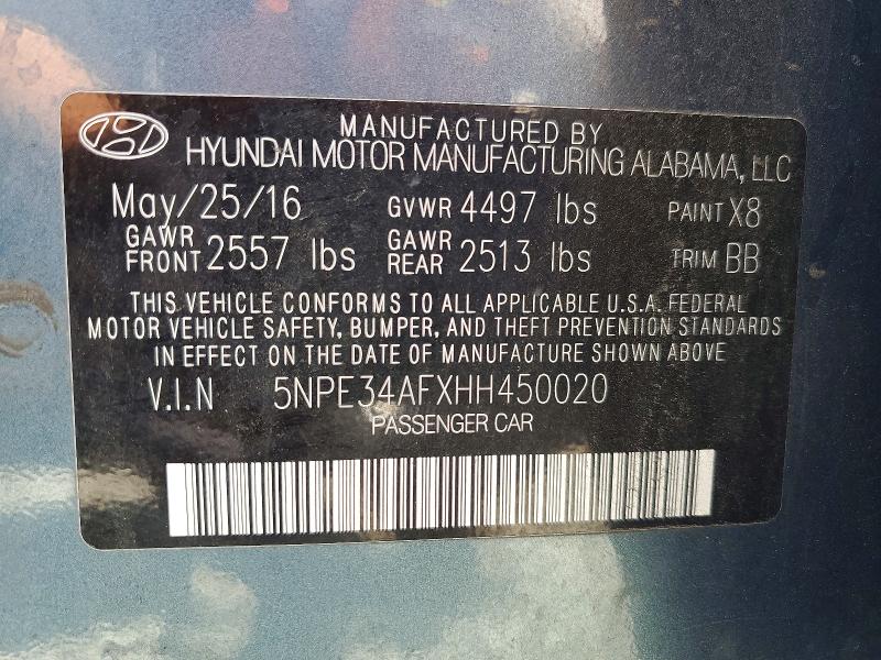 Продаж на аукціоні авто 2017 Hyundai Sonata, vin: 5NPE34AFXHH450020, номер лоту: 49866176