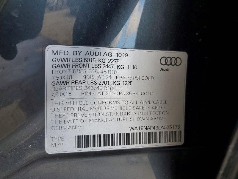 Продажа на аукционе авто 2020 Audi A4 Allroad, vin: WA18NAF43LA025178, номер лота: 50548236