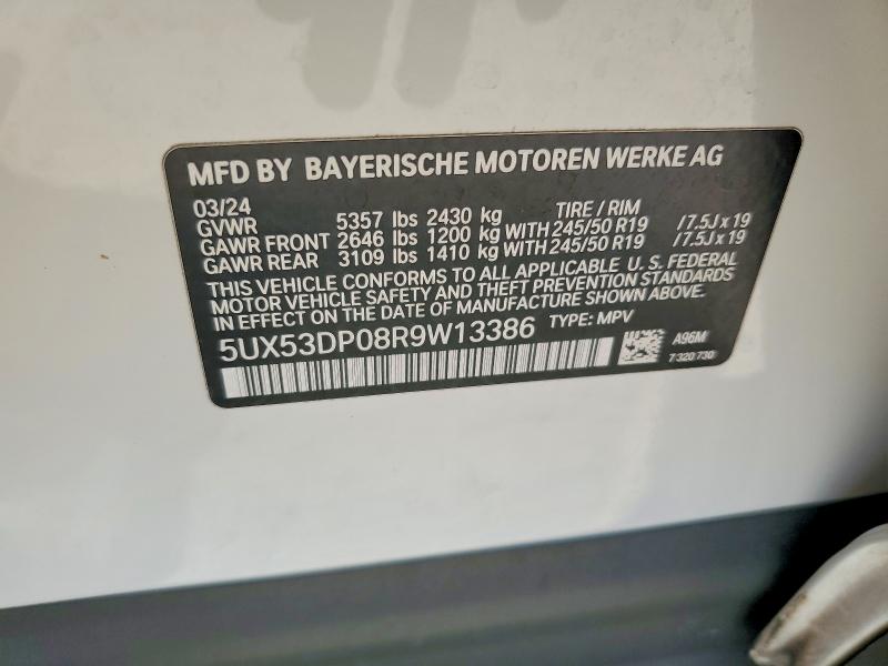 Aukcja sprzedaży 2024 Bmw X3, vin: 5UX53DP08R9W13386, numer aukcji: 48625056