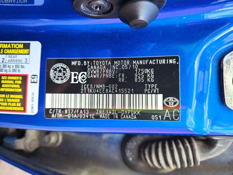 2010 Toyota Matrix მანქანა იყიდება აუქციონზე, vin: 2T1KU4EE8AC415521, აუქციონის ნომერი: 51771736