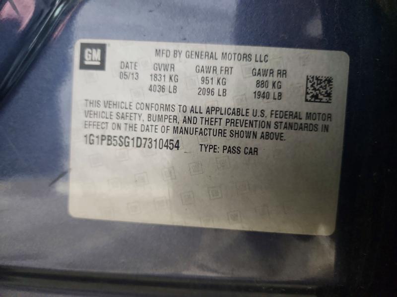 Auction sale of the 2013 Chevrolet Cruze, vin: 1G1PB5SG1D7310454, lot number: 49678246