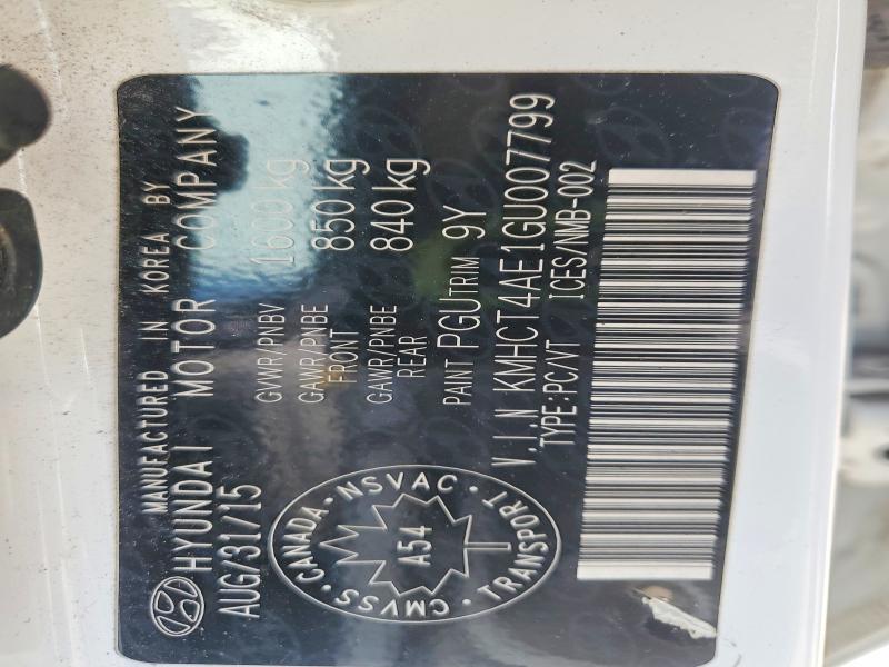 50328166 :رقم المزاد ، KMHCT4AE1GU007799 vin ، 2016 Hyundai Accent مزاد بيع