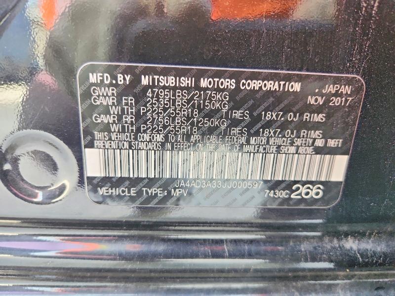 Aukcja sprzedaży 2018 Mitsubishi Outlander, vin: JA4AD3A33JJ000597, numer aukcji: 50164036