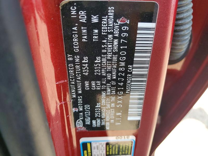 Aukcja sprzedaży 2021 Kia K5, vin: 5XXG14J28MG017992, numer aukcji: 49325346