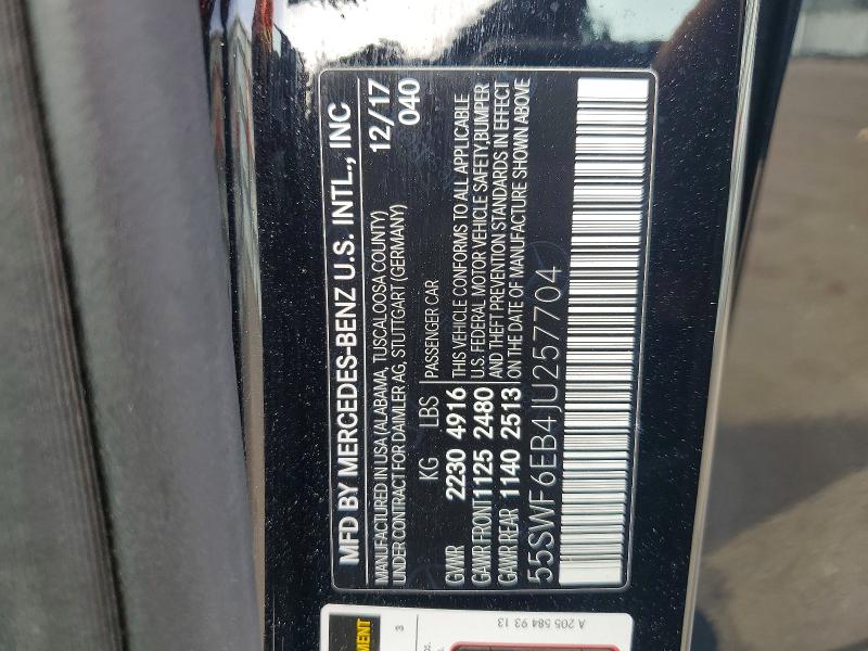Auction sale of the 2018 Mercedes-benz C, vin: 55SWF6EB4JU257704, lot number: 47434696