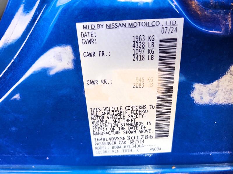 Продаж на аукціоні авто 2025 Nissan Altima, vin: 1N4BL4DVXSN301786, номер лоту: 47839486