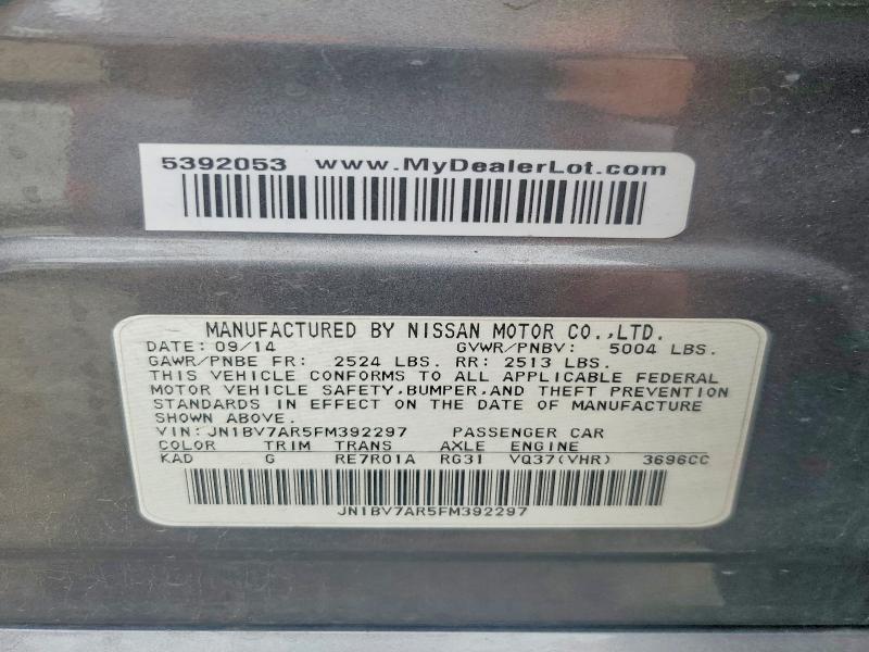 Aukcja sprzedaży 2015 Infiniti Q50, vin: JN1BV7AR5FM392297, numer aukcji: 50906976
