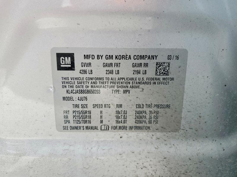 Продажа на аукционе авто 2016 Buick Encore, vin: KL4CJASB8GB650203, номер лота: 48420746