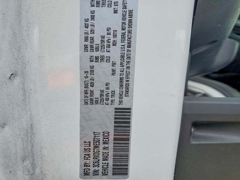 Продаж на аукціоні авто 2021 Ram Promaster 2500, vin: 3C6LRVDG7ME507117, номер лоту: 48443086