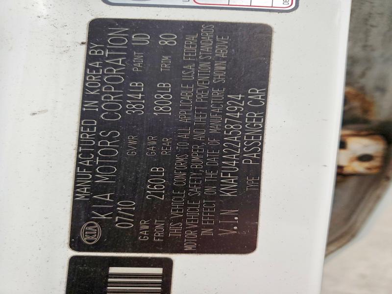 49969436 :رقم المزاد ، KNAFU4A22A5874924 vin ، 2010 Kia Forte مزاد بيع