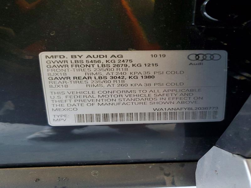 Продажа на аукционе авто 2020 Audi Q5, vin: WA1ANAFY8L2036773, номер лота: 47894796