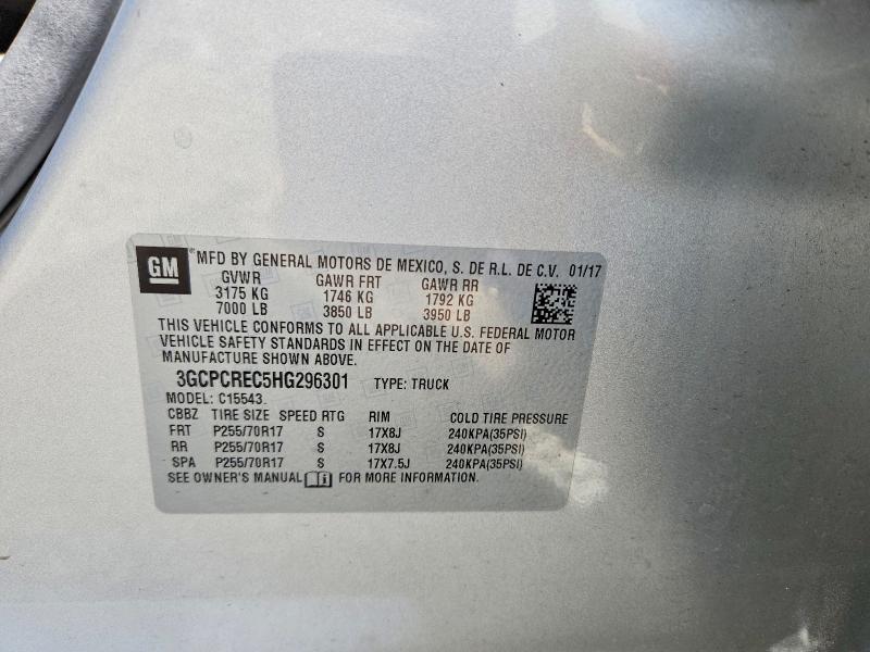 Продаж на аукціоні авто 2017 Chevrolet Silverado, vin: 3GCPCREC5HG296301, номер лоту: 50766146