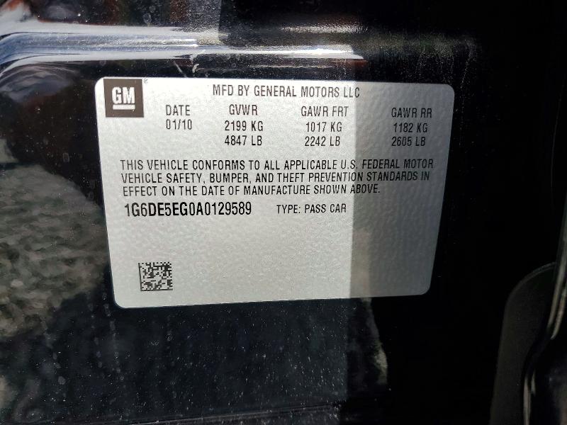 Aukcja sprzedaży 2010 Cadillac Cts, vin: 1G6DE5EG0A0129589, numer aukcji: 51252766