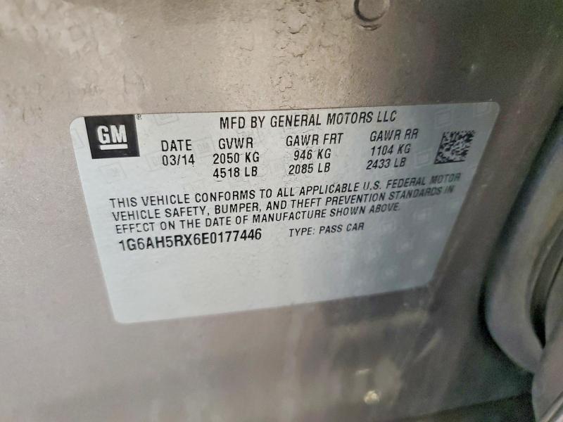 2014 Cadillac Ats მანქანა იყიდება აუქციონზე, vin: 1G6AH5RX6E0177446, აუქციონის ნომერი: 51377826