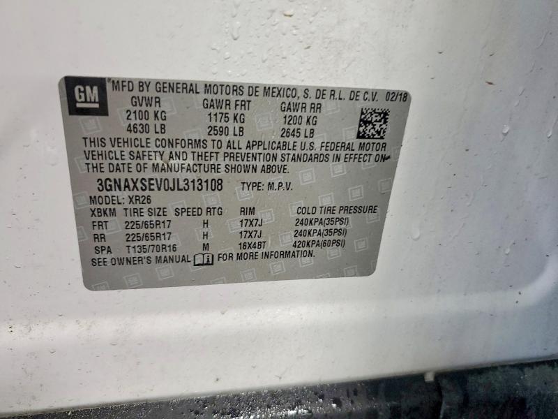 Продаж на аукціоні авто 2018 Chevrolet Equinox, vin: 3GNAXSEV0JL313108, номер лоту: 51327706