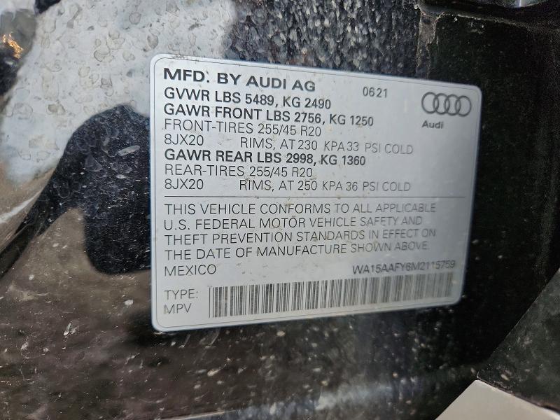 Продажа на аукционе авто 2021 Audi Q5, vin: WA15AAFY6M2115759, номер лота: 49430676