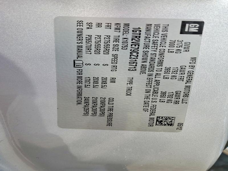50410896 :رقم المزاد ، 1GTR2VE79CZ316713 vin ، 2012 Gmc Sierra مزاد بيع