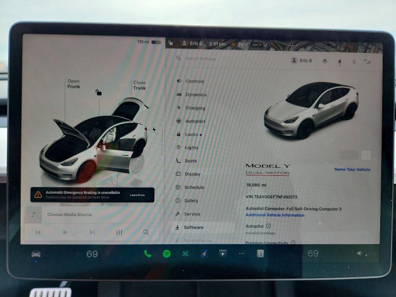 Aukcja sprzedaży 2022 Tesla Model Y, vin: 7SAYGDEF7NF493173, numer aukcji: 49164896