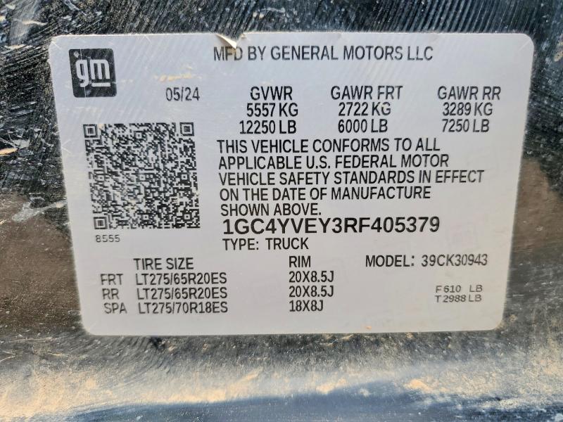 50598906 :رقم المزاد ، 1GC4YVEY3RF405379 vin ، 2024 Chevrolet Silverado مزاد بيع
