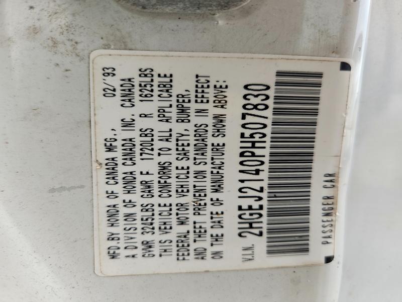 Продажа на аукционе авто 1993 Honda Civic, vin: 2HGEJ2140PH507830, номер лота: 51209836