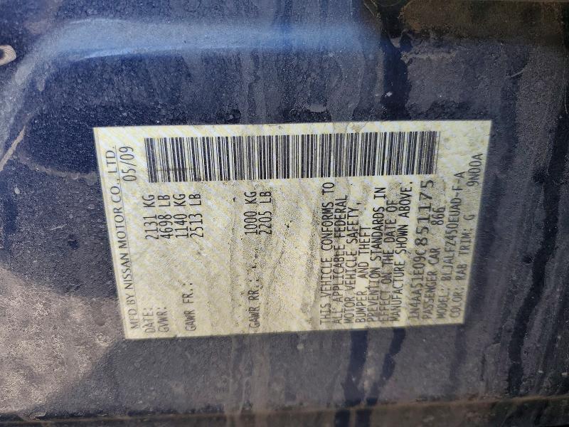 Aukcja sprzedaży 2009 Nissan Maxima, vin: 1N4AA51E09C851175, numer aukcji: 48982996
