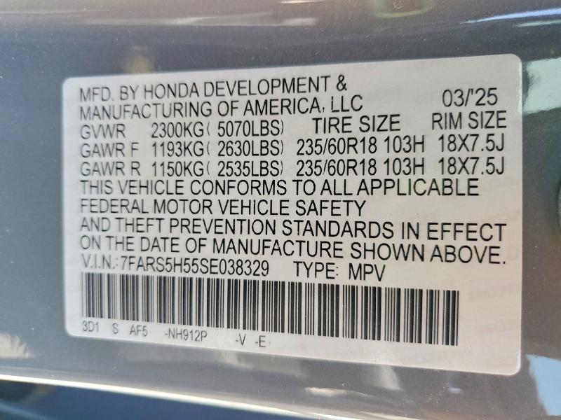 48870556 :رقم المزاد ، 7FARS5H55SE038329 vin ، 2025 Honda Cr-v مزاد بيع