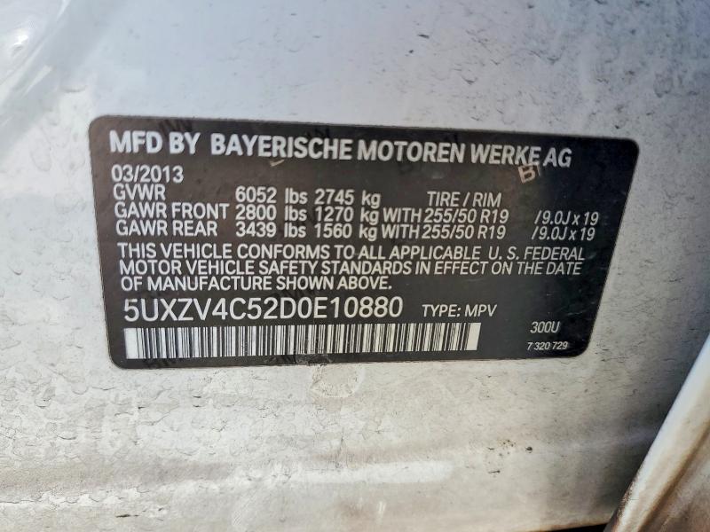 51589626 :رقم المزاد ، 5UXZV4C52D0E10880 vin ، 2013 Bmw X5 مزاد بيع