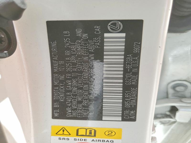 Aukcja sprzedaży 2019 Lexus Es, vin: 58ABZ1B13KU017014, numer aukcji: 49963806