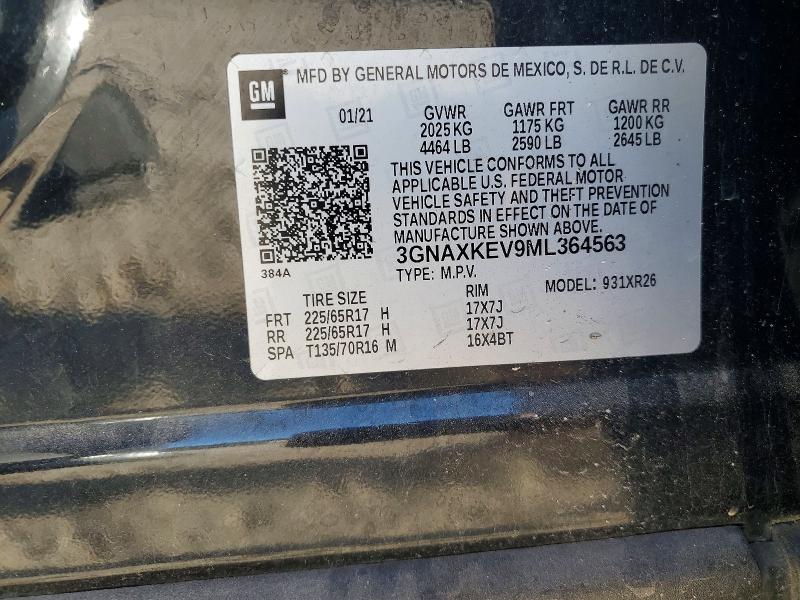 Продажа на аукционе авто 2021 Chevrolet Equinox, vin: 3GNAXKEV9ML364563, номер лота: 48541746