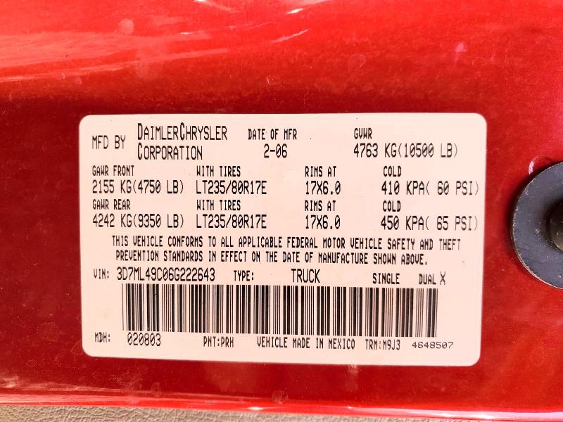 Aukcja sprzedaży 2006 Dodge Ram 3500, vin: 3D7ML49C06G222643, numer aukcji: 50588696