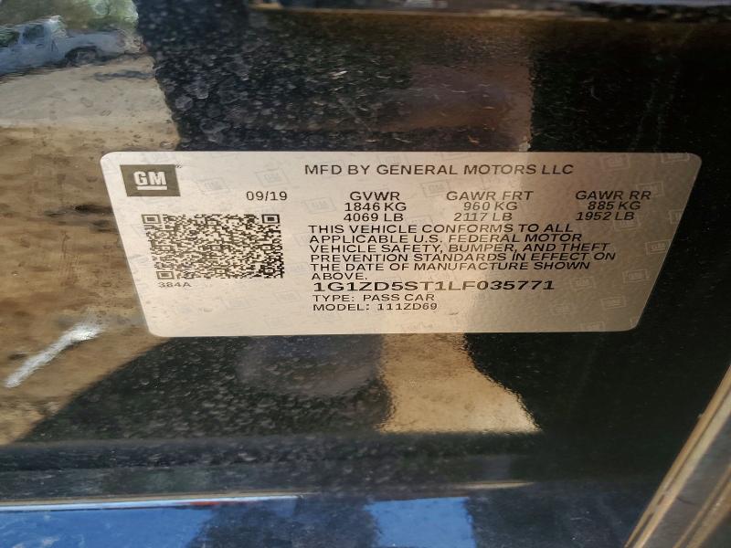 49027866 :رقم المزاد ، 1G1ZD5ST1LF035771 vin ، 2020 Chevrolet Malibu مزاد بيع