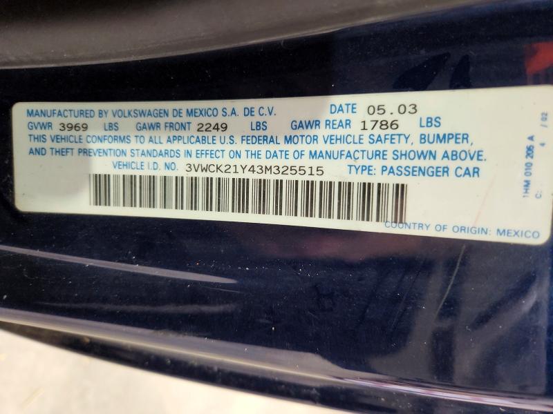 Продажа на аукционе авто 2003 Volkswagen New Beetle, vin: 3VWCK21Y43M325515, номер лота: 51475756