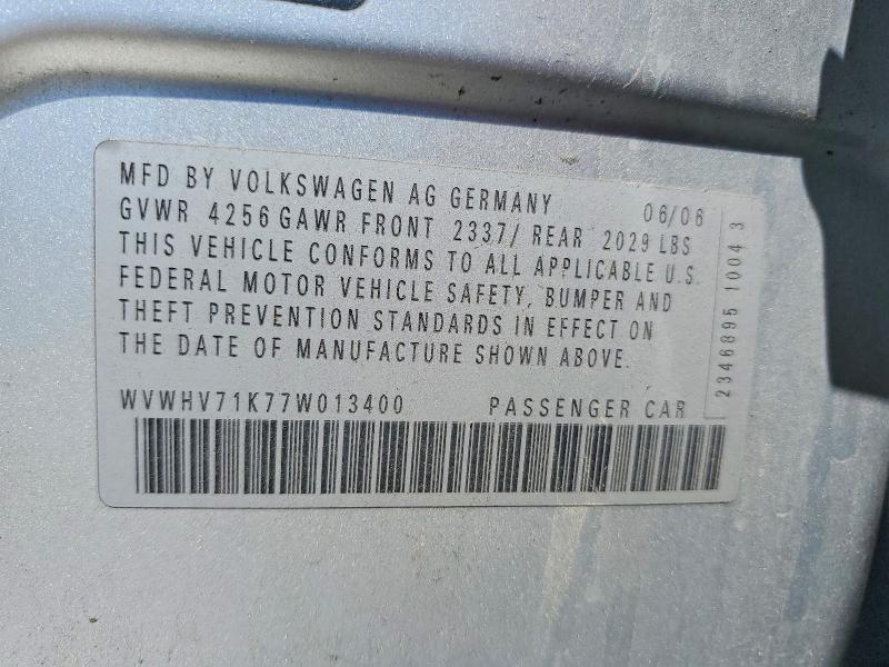 Aukcja sprzedaży 2007 Volkswagen New Gti, vin: WVWHV71K77W013400, numer aukcji: 51359016