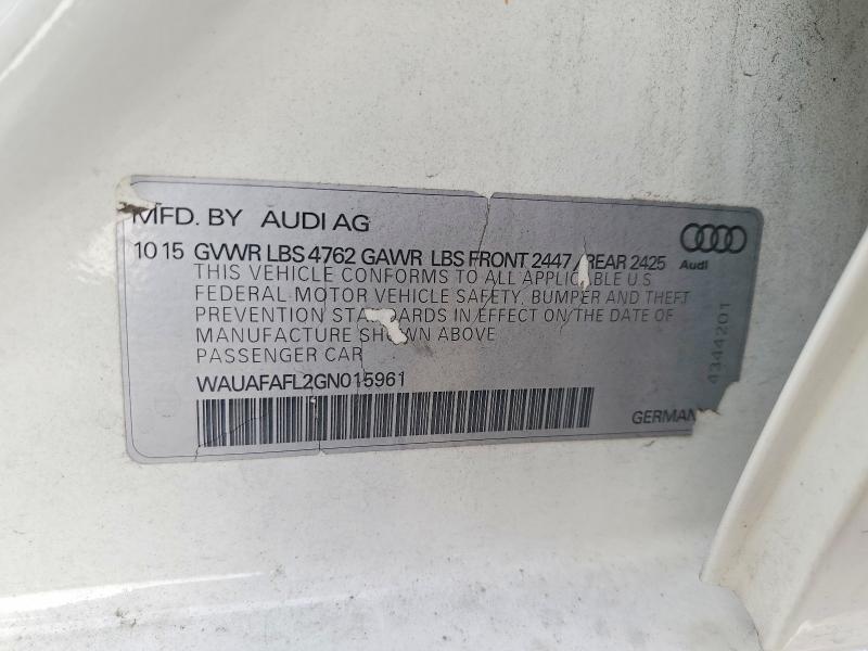 48518286 :رقم المزاد ، WAUAFAFL2GN015961 vin ، 2016 Audi A4 مزاد بيع