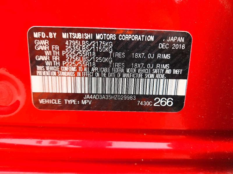 Продаж на аукціоні авто 2017 Mitsubishi Outlander, vin: JA4AD3A35HZ029983, номер лоту: 48207306