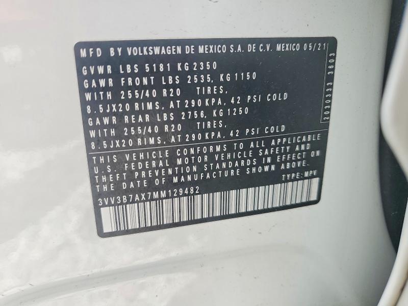 Продажа на аукционе авто 2021 Volkswagen Tiguan, vin: 3VV3B7AX7MM129482, номер лота: 49617236