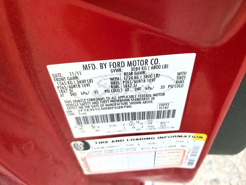 Продаж на аукціоні авто 2011 Ford F150, vin: 1FTEW1CM5BFD26790, номер лоту: 49071686