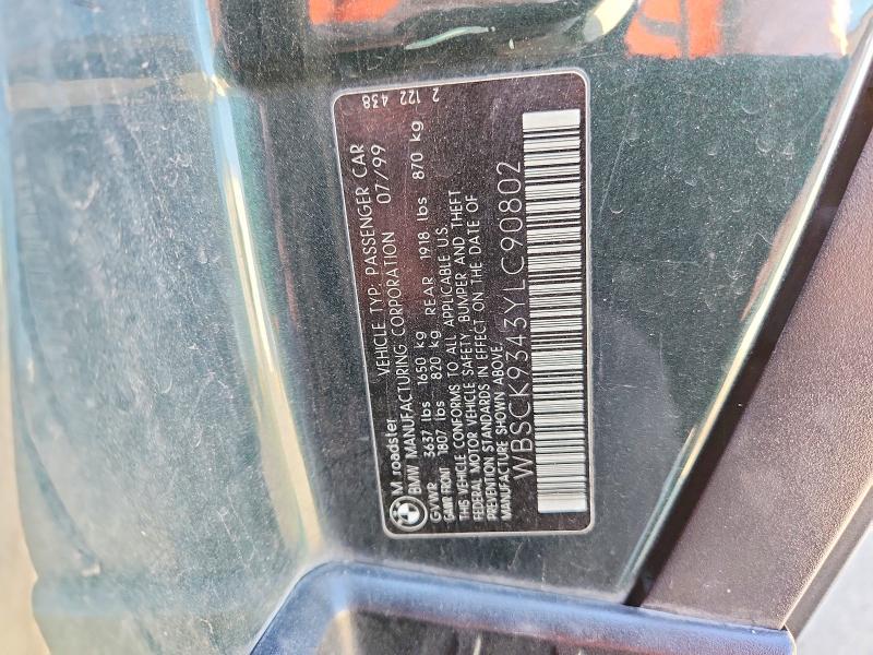 52022266 :رقم المزاد ، WBSCK9343YLC90802 vin ، 2000 Bmw M مزاد بيع