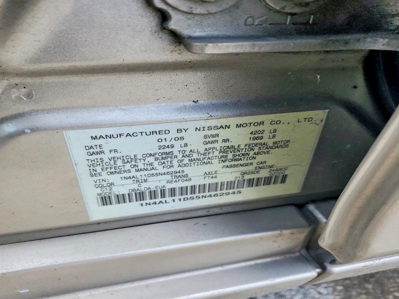 2005 Nissan Altima მანქანა იყიდება აუქციონზე, vin: 1N4AL11D55N462945, აუქციონის ნომერი: 49443336