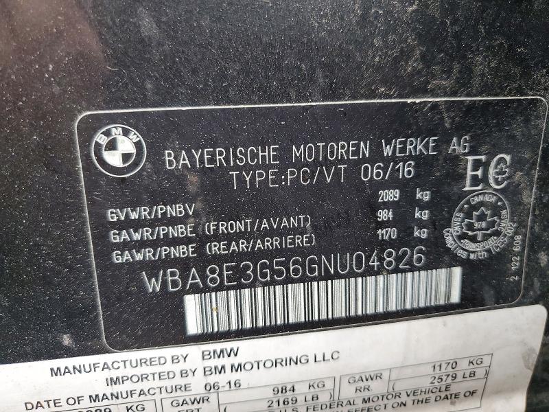 2016 Bmw 328 მანქანა იყიდება აუქციონზე, vin: WBA8E3G56GNU04826, აუქციონის ნომერი: 51490566