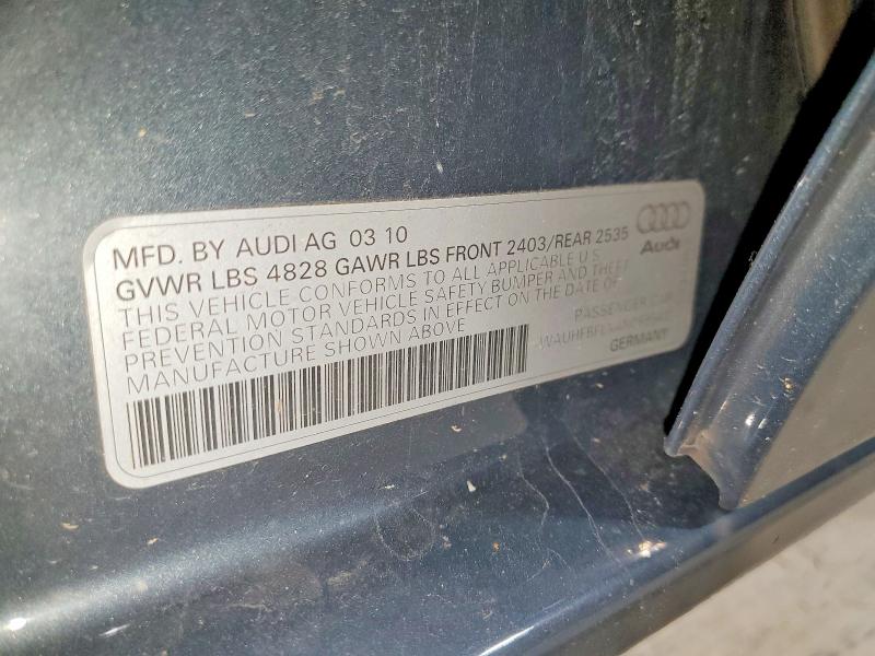 2010 Audi A4 მანქანა იყიდება აუქციონზე, vin: WAUHFBFLXAN059542, აუქციონის ნომერი: 48855696