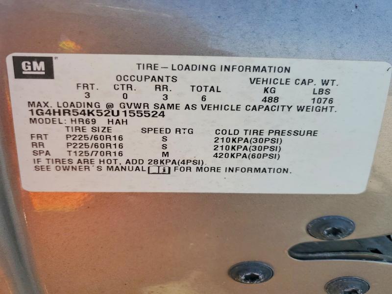 Aukcja sprzedaży 2002 Buick Lesabre, vin: 1G4HR54K52U155524, numer aukcji: 50075716