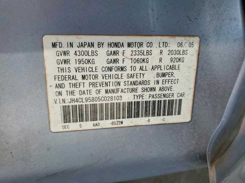 51972776 :رقم المزاد ، JH4CL95805C028103 vin ، 2005 Acura Tsx مزاد بيع