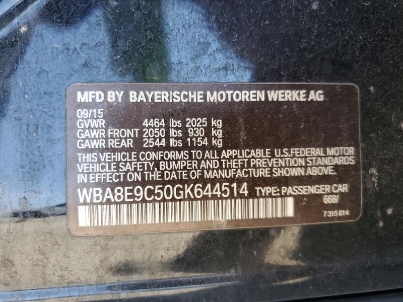 Aukcja sprzedaży 2016 Bmw 328, vin: WBA8E9C50GK644514, numer aukcji: 50628006