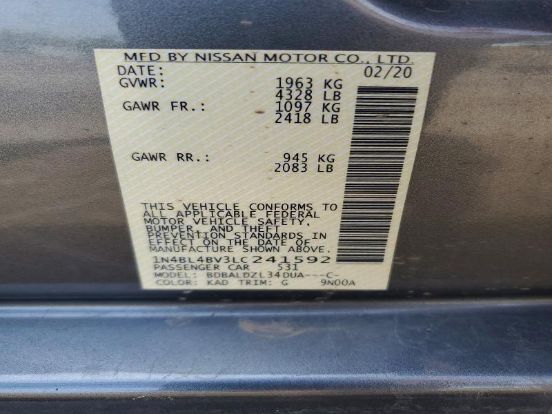 Продажа на аукционе авто 2020 Nissan Altima, vin: 1N4BL4BV3LC241592, номер лота: 49776146