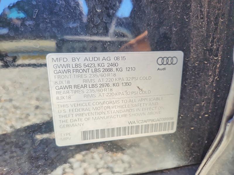 Aukcja sprzedaży 2016 Audi Q5, vin: WA1C2AFP8GA039998, numer aukcji: 51325386