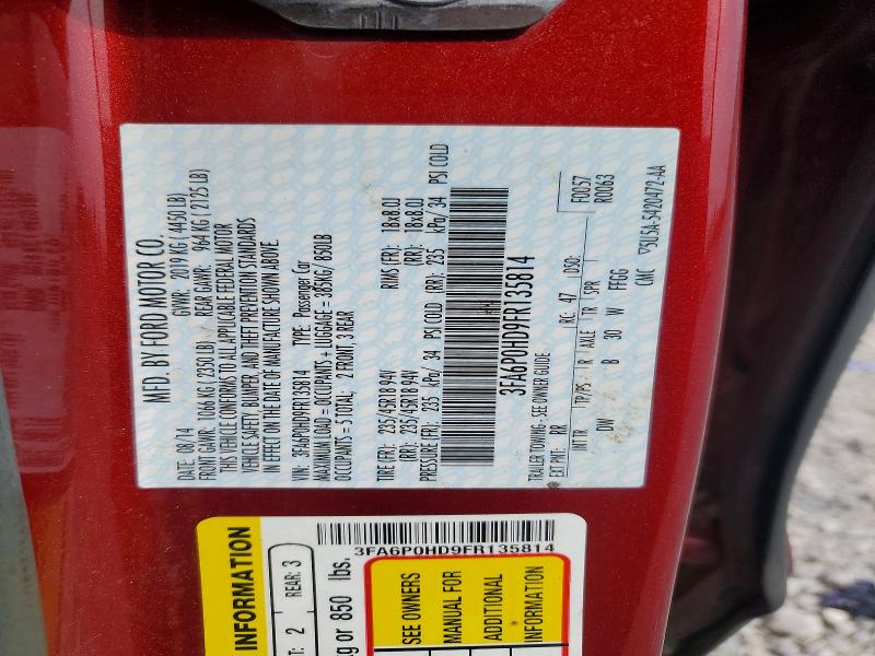 51370726 :رقم المزاد ، 3FA6P0HD9FR135814 vin ، 2015 Ford Fusion مزاد بيع