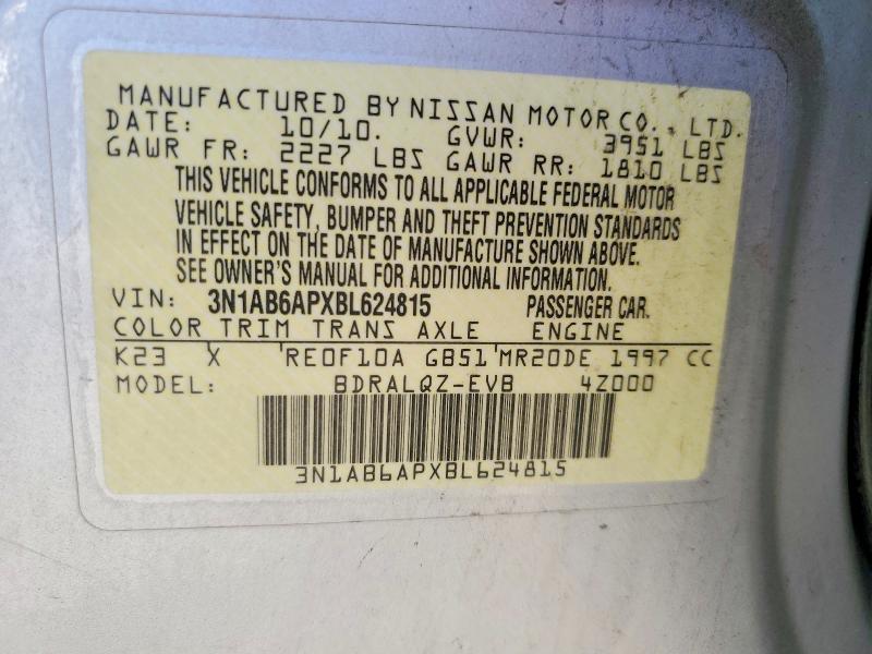 Продажа на аукционе авто 2011 Nissan Sentra, vin: 3N1AB6APXBL624815, номер лота: 48320406