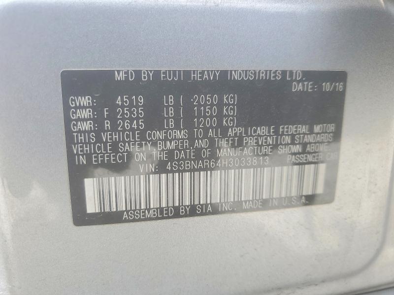 2017 Subaru Legacy მანქანა იყიდება აუქციონზე, vin: 4S3BNAR64H3033813, აუქციონის ნომერი: 51133436