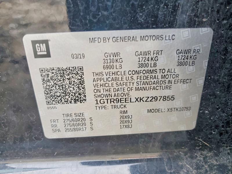 Продаж на аукціоні авто 2019 Gmc Sierra, vin: 1GTR9EELXKZ297855, номер лоту: 49072396